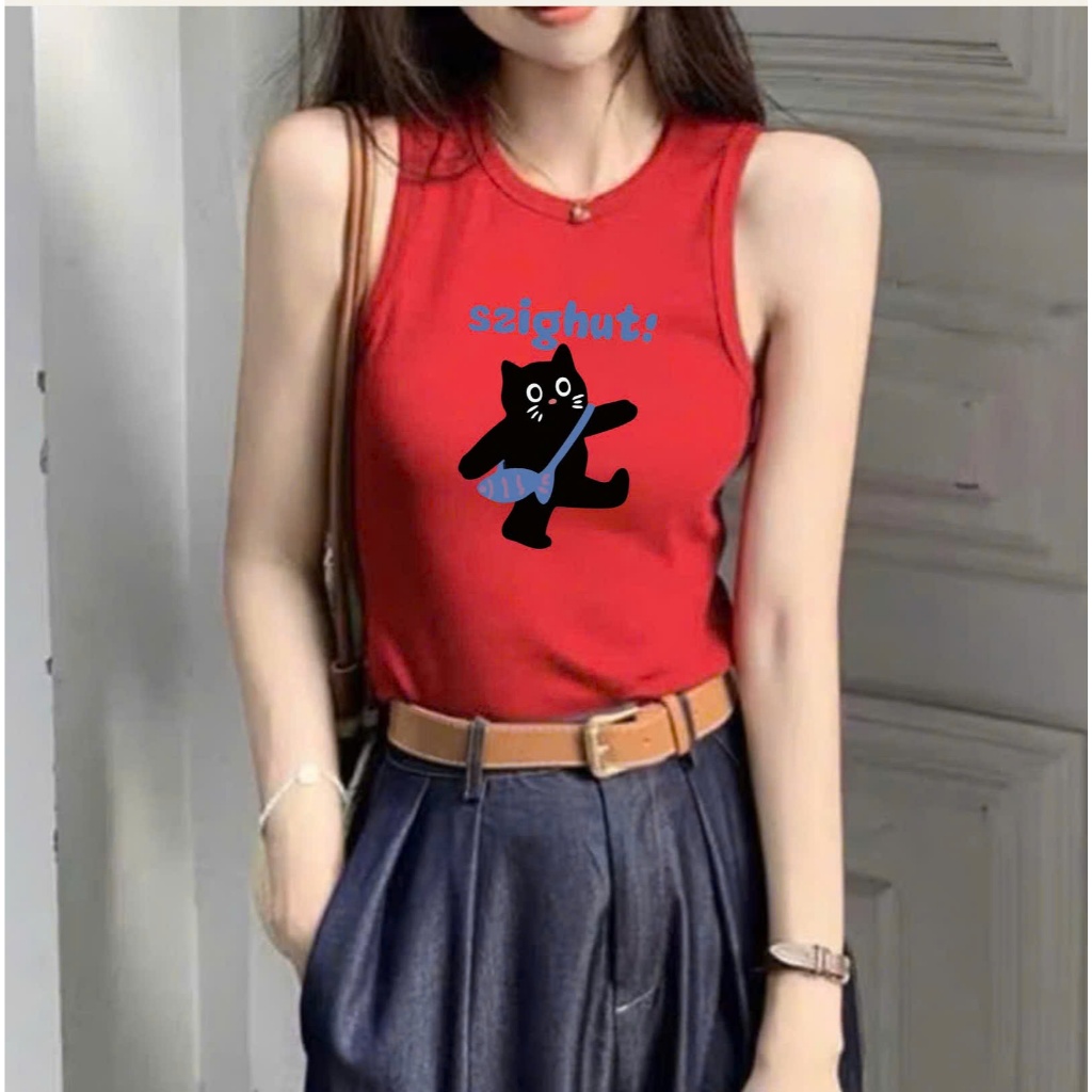 BST mùa hè Áo Ba lỗ nữ thun gân in hình siêu xinh JULY FASHION, Áo sát nách nữ, Áo ba lỗ nữ chất thun gân mịn mát