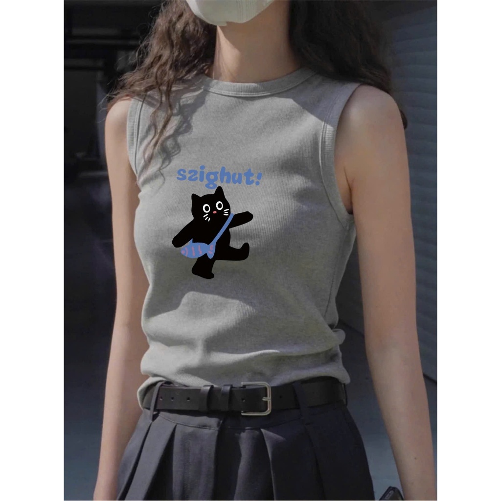 BST mùa hè Áo Ba lỗ nữ thun gân in hình siêu xinh JULY FASHION, Áo sát nách nữ, Áo ba lỗ nữ chất thun gân mịn mát