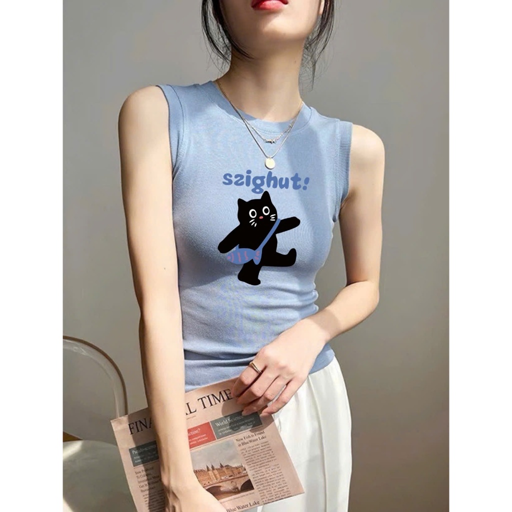 BST mùa hè Áo Ba lỗ nữ thun gân in hình siêu xinh JULY FASHION, Áo sát nách nữ, Áo ba lỗ nữ chất thun gân mịn mát