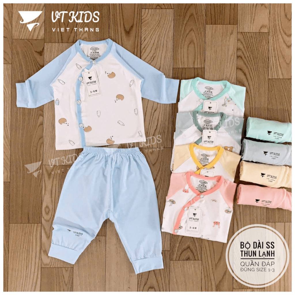 Set 2/3 Bộ dài tay sơ sinh thun lạnh VT cho bé trai bé gái chất mềm mịn thoáng cho bé 0-9 tháng DL122 Đậu Đậu Store