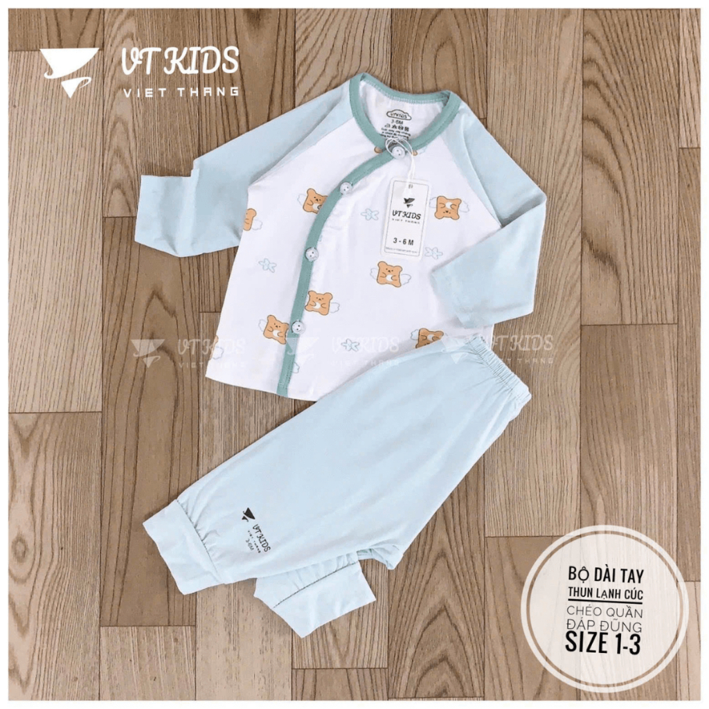 Set 2/3 Bộ dài tay sơ sinh thun lạnh VT cho bé trai bé gái chất mềm mịn thoáng cho bé 0-9 tháng DL122 Đậu Đậu Store