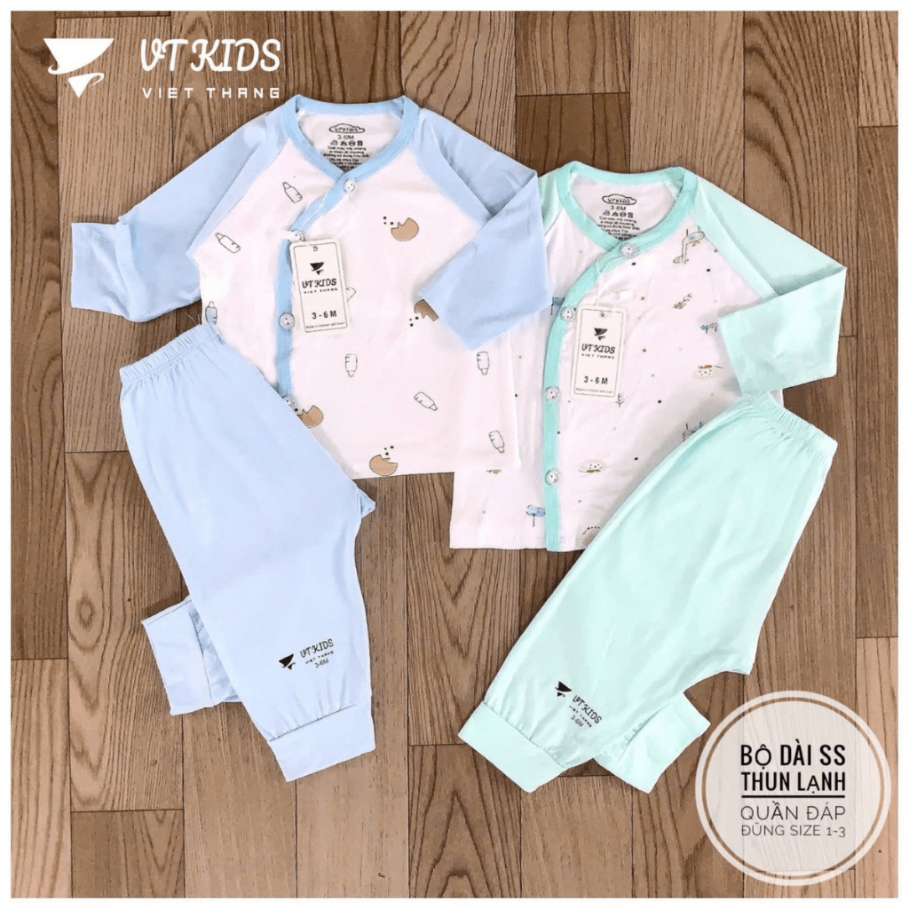 Set 2/3 Bộ dài tay sơ sinh thun lạnh VT cho bé trai bé gái chất mềm mịn thoáng cho bé 0-9 tháng DL122 Đậu Đậu Store
