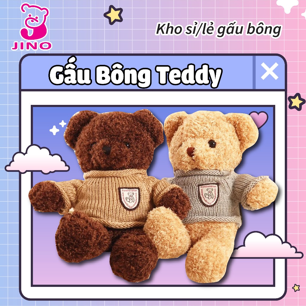 Gấu bông TEDDY BEAR cao cấp cho bé, Thú nhồi bông Teddy lông xù mịn nhiều màu sắc, Quà tặng đáng yêu