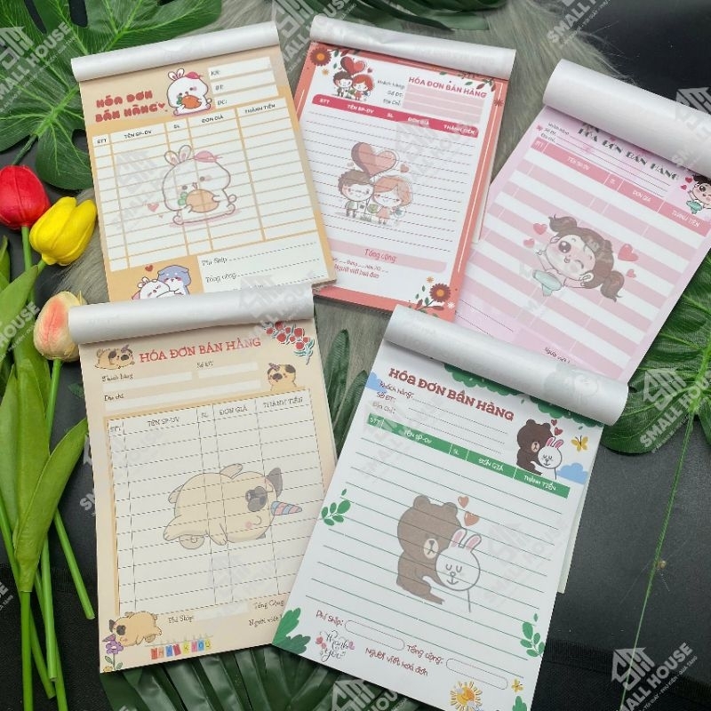 HOÁ ĐƠN CUTE 1 liên in offset - Size A5 15X20cm - Hoá đơn chibi dễ thương nhiều màu