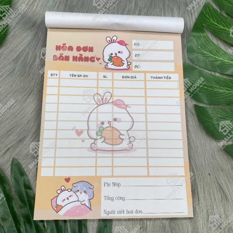 HOÁ ĐƠN CUTE 1 liên in offset - Size A5 15X20cm - Hoá đơn chibi dễ thương nhiều màu