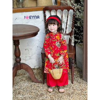 Áo dài Tết  trend chăn con công (kèm Bờm) [chính hãng](8-23kg)