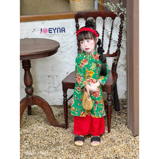Áo dài Tết  trend chăn con công (kèm Bờm) [chính hãng](8-23kg)