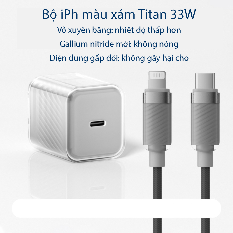 Bộ sạc nhanh Xiaoshang 33W GaN PD, dài 1,7 mét, sạc nhanh nhiều dòng máy, bảo hành 6 tháng