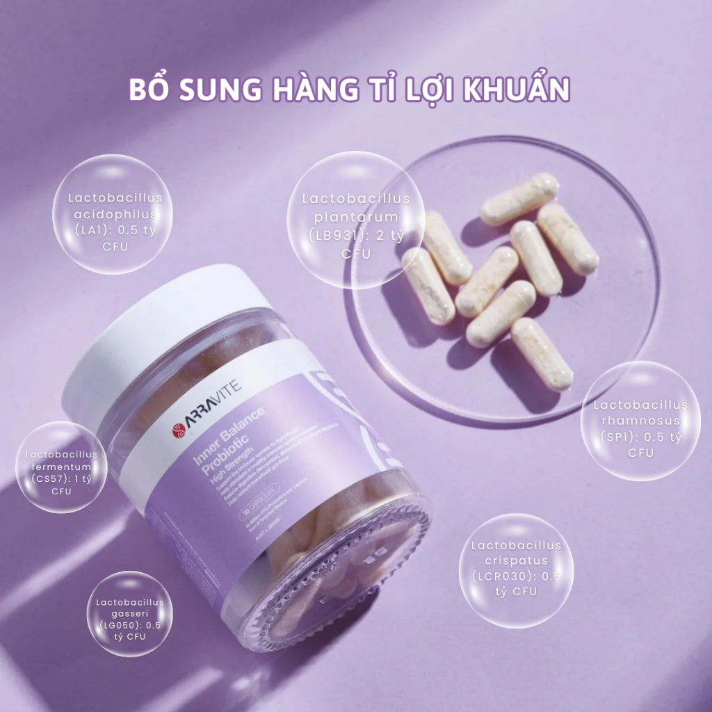 Ảnh Men Vi Sinh Phụ Nữ  Arravite Inner Balance - Viên Uống Phụ Khoa Ngăn Ngừa Ngứa Ngáy Khó Chịu Cơ Thể 2
