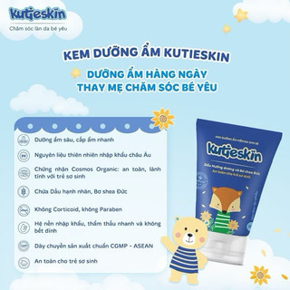 KUTIESKIN DƯỠNG ẨM TUÝP TO 100G, Kem dưỡng ẩm cho bé sơ sinh và trẻ nhỏ, giúp làm mềm da ẩm sâu 100g