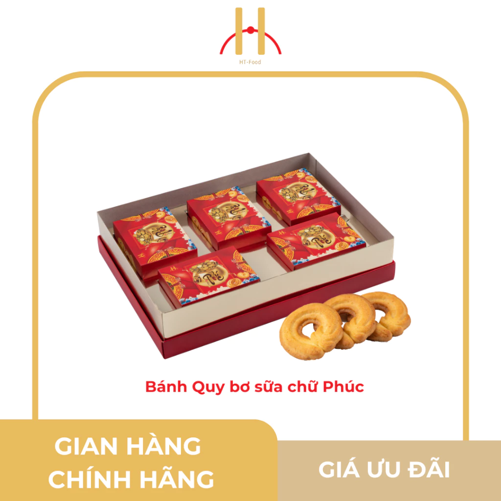 Bánh Quy Bơ Chữ Phúc Hũ Vàng Sang Trọng Hộp Quà Bánh Kẹo Tết Làm Quà Tặng Doanh Nghiệp, Công Ty