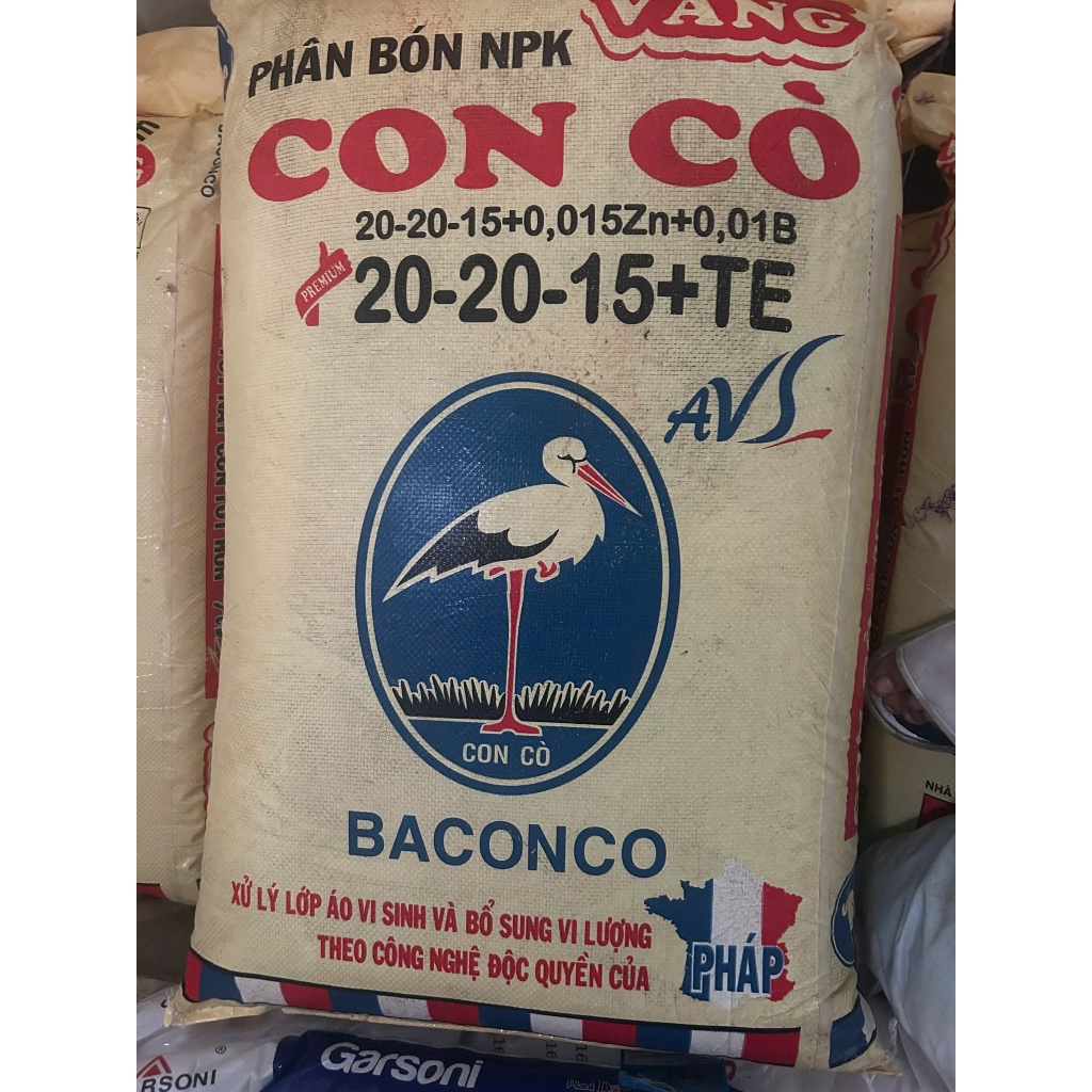 1kg phân bón 20-20-15 TE Con Cò Vàng (Baconco) (chiếc lẻ từ bao lớn ...
