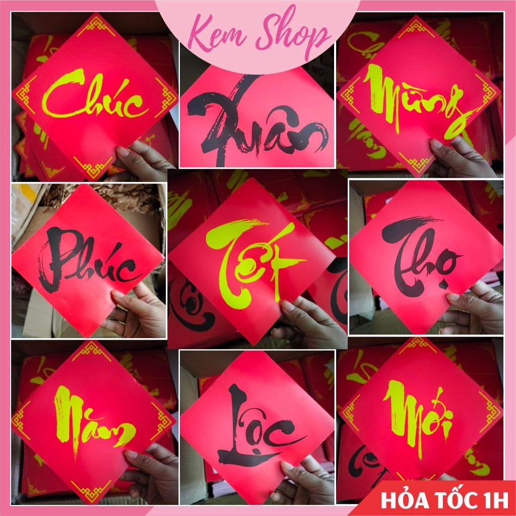 Chữ Tết thư pháp trang trí Tết, lễ hội, Tết trung thu - Kem Shop K71
