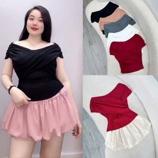 Áo thun kiểu nữ Nhỏ Clothing trễ vai cổ tim tôn dáng chất borip mềm mịn xinh xắn nhiều phong cách có bigsize A240