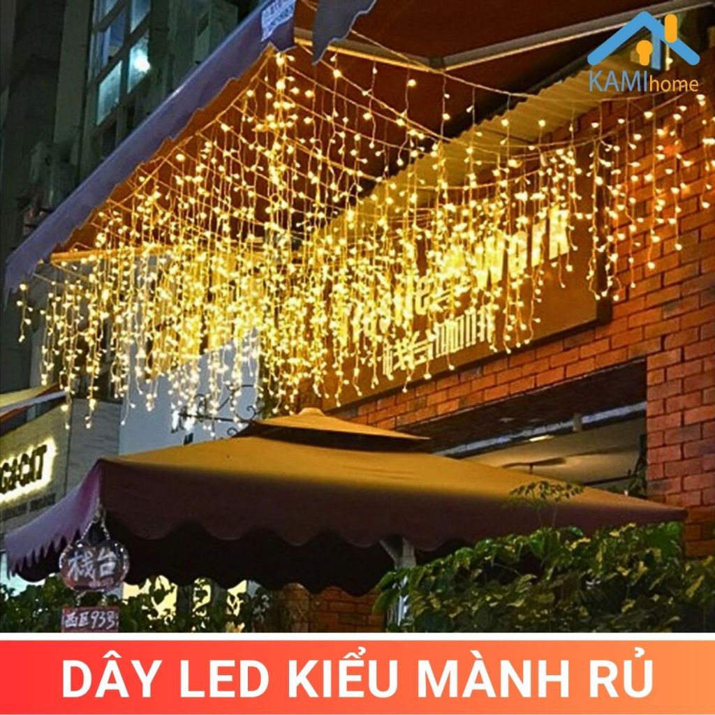 Dây đèn led nháy trang trí mành rủ cây thông noel giáng sinh đào mai ...