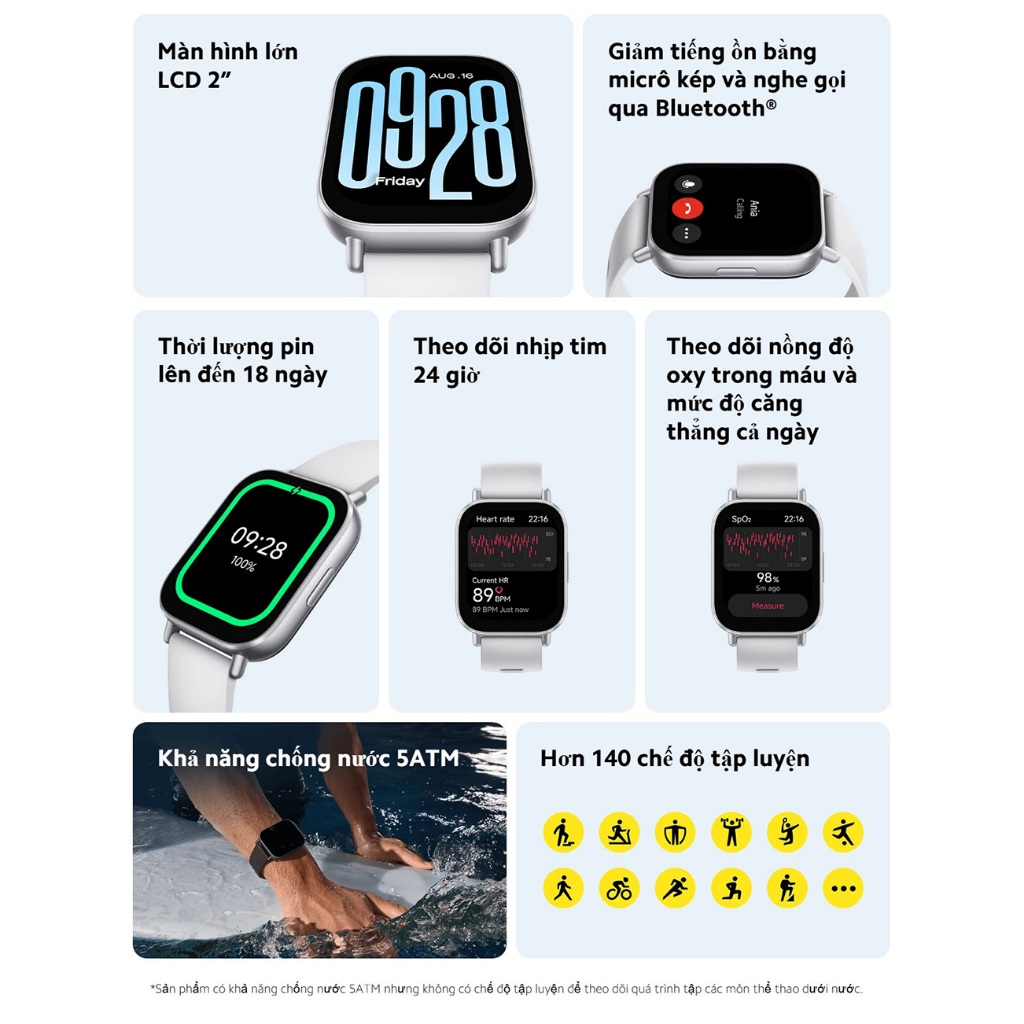 Ảnh Đồng hồ thông minh Xiaomi Redmi Watch 5 Active Black BHR8784GL 1