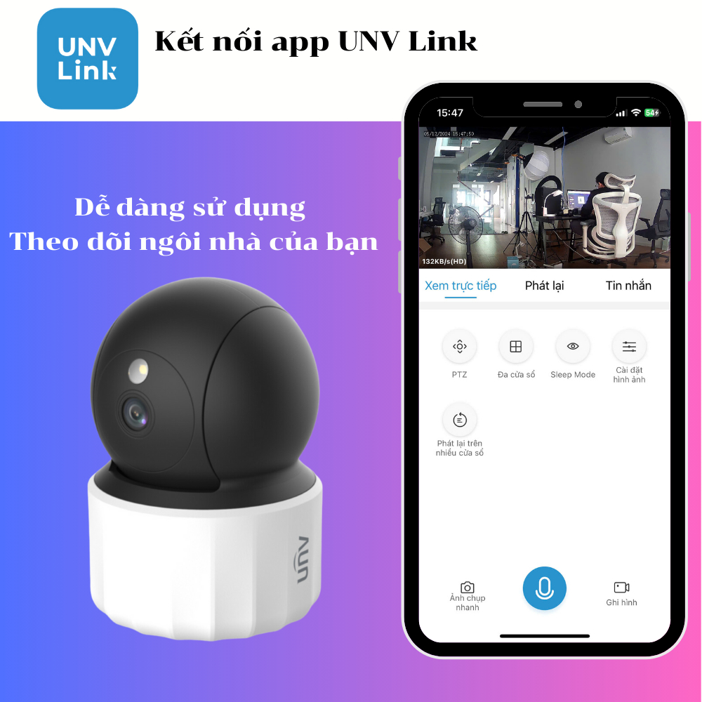 Ảnh Camera wifi quay quét 360 UNIVIEW S3EM3 3MP còi báo động đàm thoại 2 chiều chống nước IP67 BH 2 năm 2