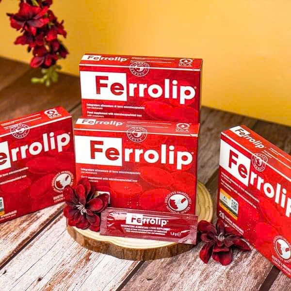 Combo 4 hộp Ferrolip Sắt Bột Tan Ngay Trong Miệng dành cho mẹ bầu hộp 20 gói