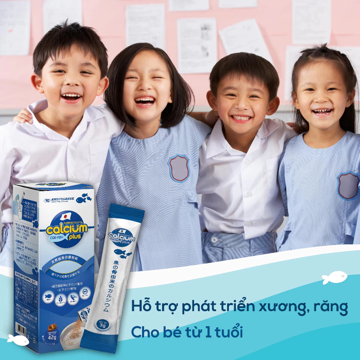 Canxi cá tuyết Nhật Bản - Canxi hữu cơ an toàn bổ sung kèm D3K2 hỗ trợ phát triển chiều cao cho bé