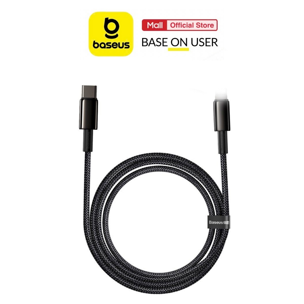 Ảnh Cáp sạc nhanh Typec to IP PD20W 3.0A dùng cho iP10/11/12 Baseus Tungsten Gold dây bọc dù chống đứt dài 1M/2M 1