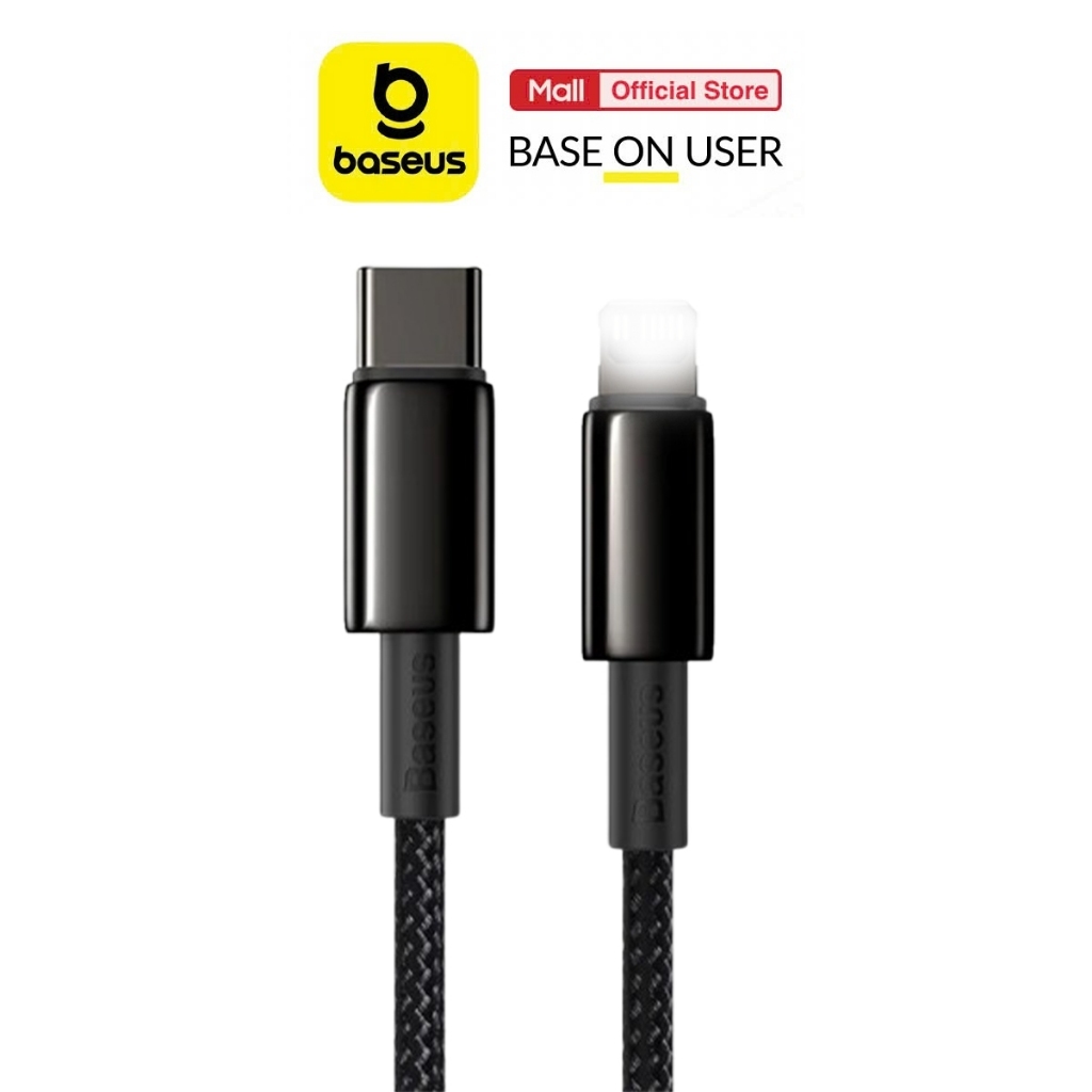 Ảnh Cáp sạc nhanh Typec to IP PD20W 3.0A dùng cho iP10/11/12 Baseus Tungsten Gold dây bọc dù chống đứt dài 1M/2M 3