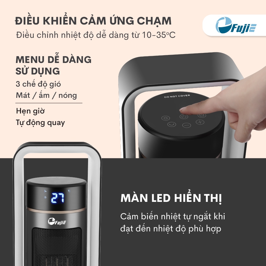 Máy sưởi gốm điều khiển từ xa FUJIE Nhập Khẩu CH-2400 không khô da, quạt sưởi ấm phòng tiết kiệm điện heater mini