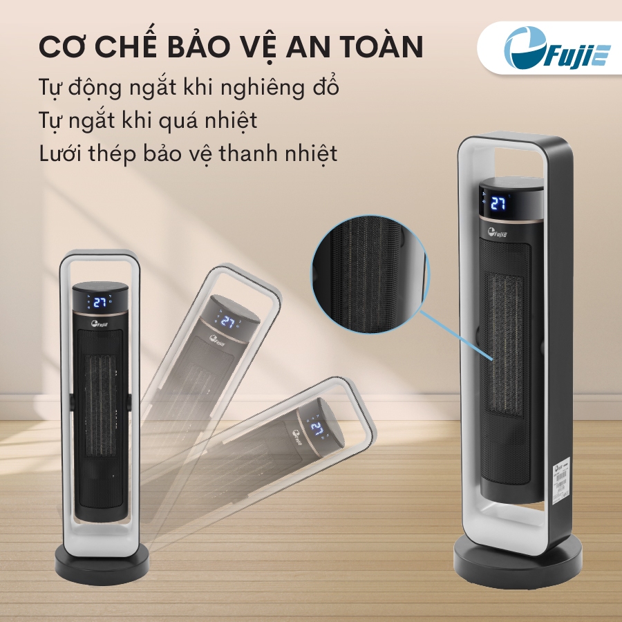 Máy sưởi gốm điều khiển từ xa FUJIE Nhập Khẩu CH-2400 không khô da, quạt sưởi ấm phòng tiết kiệm điện heater mini