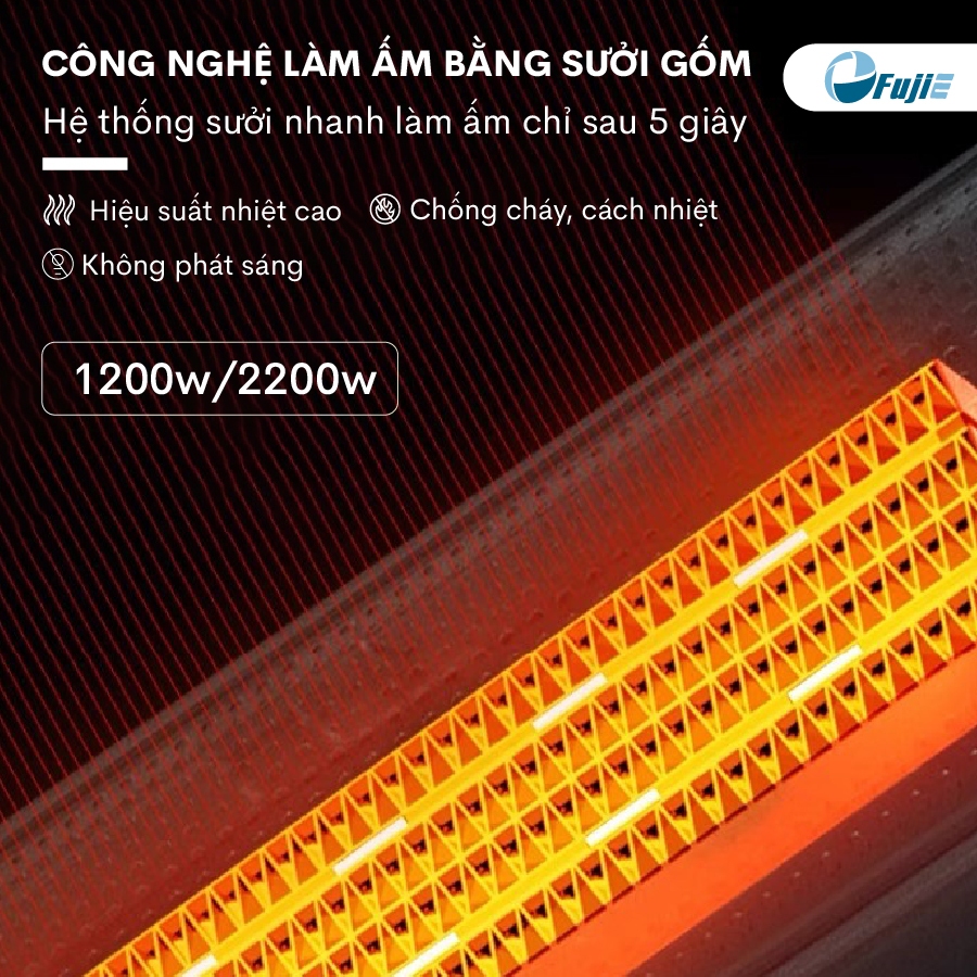 Máy sưởi gốm điều khiển từ xa FUJIE Nhập Khẩu CH-2400 không khô da, quạt sưởi ấm phòng tiết kiệm điện heater mini