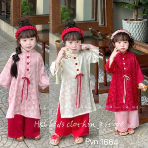 Áo dài gấm hồ điệp xinh xắn cho bé gái 10-30kg