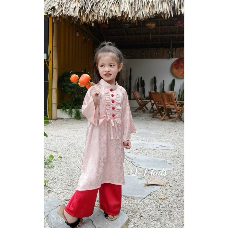 Áo dài gấm hồ điệp xinh xắn cho bé gái 10-30kg