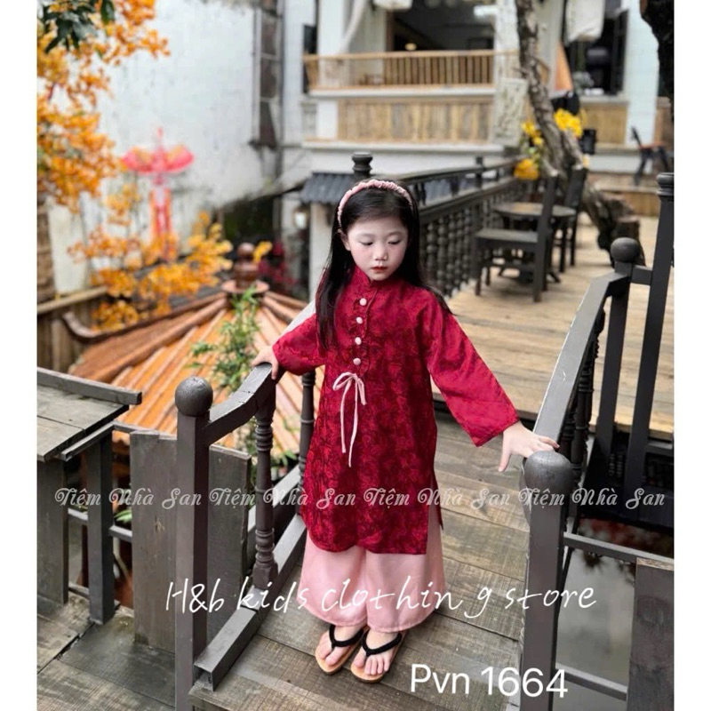 Áo dài gấm hồ điệp xinh xắn cho bé gái 10-30kg