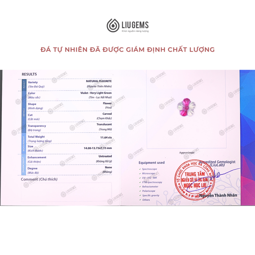 Dây Chuyền Vải Thái Liugems Sweet Floral Bông Hoa Đá Fluorite Tự Nhiên Nhiều Màu Sắc Dễ Thương DVT03