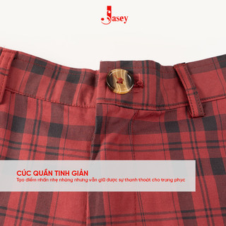 Quần short namkẻ đỏ JASEY, Quần sóc nam mềm mịn thoáng mát chuẩn size mã 3455