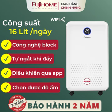 Máy hút ẩm lọc không khí 30m2 -100m2 Nhập Khẩu FUJIHOME 16L - 40L, máy hút nồm không khí dùng app