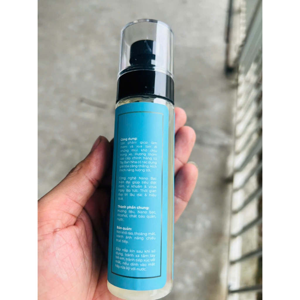 Nước Hoa Khử Mùi Ô Tô Nano Bạc Hương Gỗ Thảo Mộc Khử Mùi,Chống Say Xe,Dung Tích 100ML
