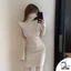 Đầm body nữ tay dài cổ lọ DUYLINH đầm giữ nhiệt cổ cao 15cm chất vải dày dặn co giãn DL04T