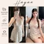 HT184 Váy ngủ sexy phối ren vạt chéo kèm ĐỆM LÓTchấm bi,đồ ngủ lụa 2s quyến rũ HT184