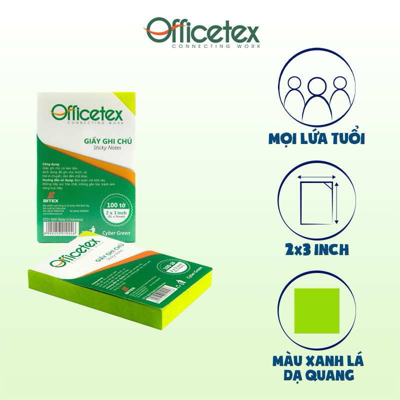 Product image Giấy Nhớ Officetex 3x2 Màu Dạ Quang - Giấy ghi chú - Minh Nam Bookstore