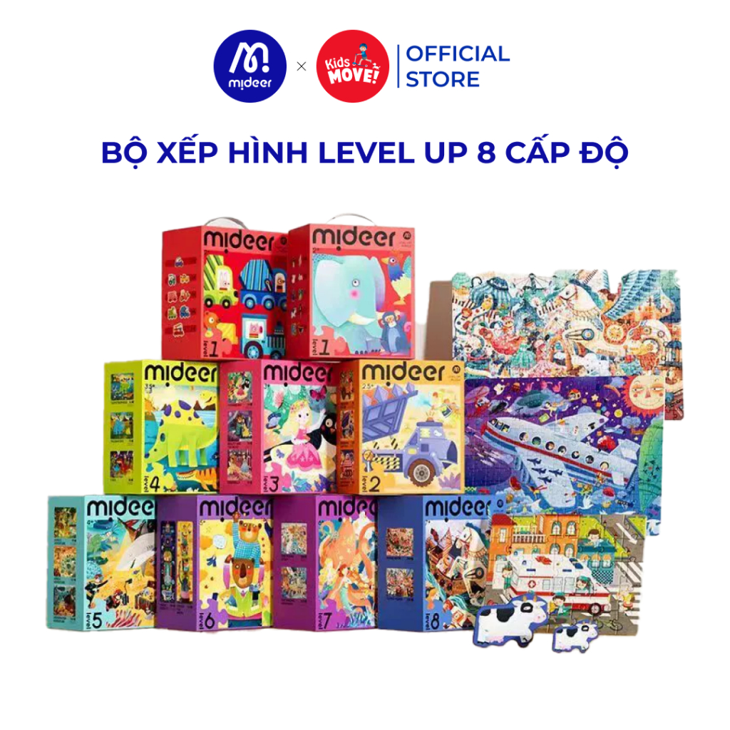 Ảnh Bộ xếp hình 8 cấp độ cho bé Mideer Level Up Puzzle chính hãng đồ chơi giáo dục trẻ em thông minh 1
