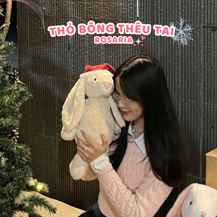 [HỎA TỐC] Thỏ Bunny Noel Gấu Bông Thỏ Thêu Tai Theo Yêu Cầu - Quà tặng Giáng Sinh Noel Christmas Thú Nhồi Bông