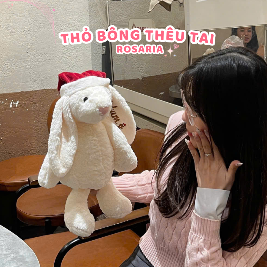 [HỎA TỐC] Thỏ Bunny Noel Gấu Bông Thỏ Thêu Tai Theo Yêu Cầu - Quà tặng Giáng Sinh Noel Christmas Thú Nhồi Bông