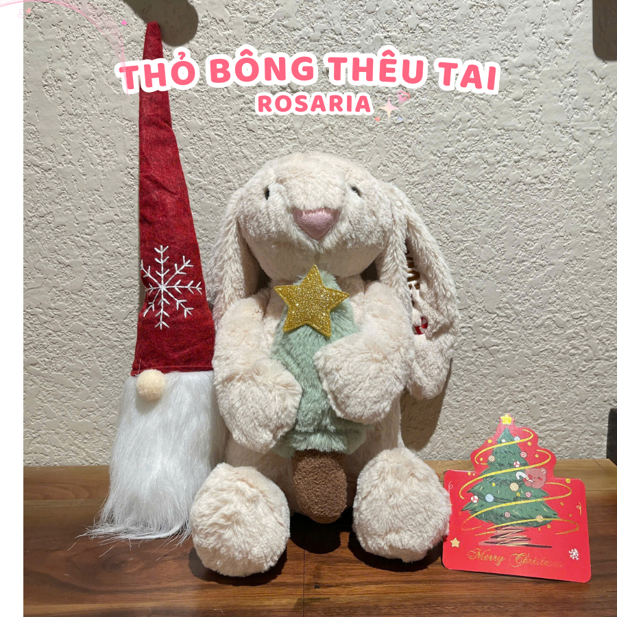 [HỎA TỐC] Thỏ Bunny Noel ôm Thông Gấu Bông Thỏ Thêu Tai Theo Yêu Cầu - Quà tặng Giáng Sinh Noel Christmas Thú Nhồi Bông