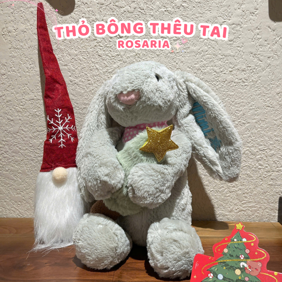 [HỎA TỐC] Thỏ Bunny Noel ôm Thông Gấu Bông Thỏ Thêu Tai Theo Yêu Cầu - Quà tặng Giáng Sinh Noel Christmas Thú Nhồi Bông