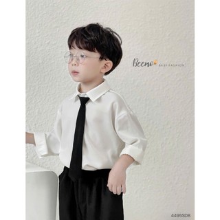 Áo+Quần+CàVạt_Set sơ mi trắng dài tay vải trượt Hàn phối quần baggy lưng thun (Shop yêu thích)