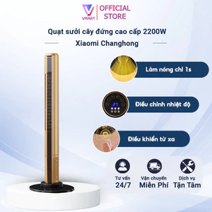 Máy sưởi cao cấp 2200W màn LED hiện đại, điều khiển từ xa, Quạt sưởi gốm an toàn, làm nóng nhanh 3s