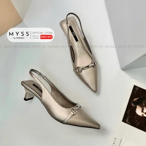 Giày nữ MYSS mũi nhọn phối khóa quai sau gót dẹp 4.5cm cao cấp - CG332