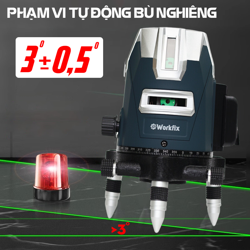 [TẶNG PHỤ KIỆN] Máy Bắn Cốt, Cân Bằng Laser Workfix WF-LS686PRO 5 Tia Xanh, Xoay 360°, Kèm Chân 1m3