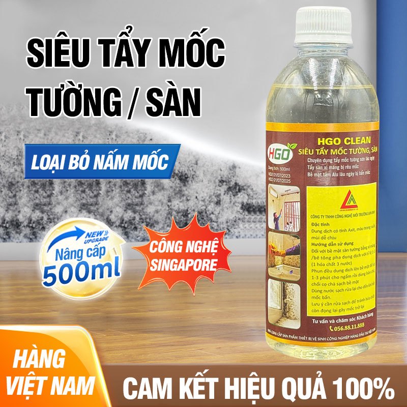 Tẩy mốc tường HGO CLEAN làm sạch mốc tường sơn lâu ngày, sàn xi măng bị ...
