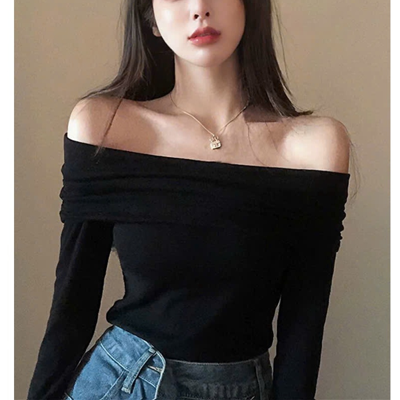 [CÓ SIZE] Áo Trễ Vai Dài Tay Đỏ Noel RANSHI Thiết Kế Basic Form Vừa Ôm Dáng Tôn Body Dễ Phối Chất Tăm Thái - RA198