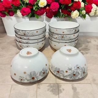 [ĐỀN BỂ 100%] Bộ 4/8 Chén Sứ Hoa Dừa Trắng – Bát Sứ Gia Đình Cao Cấp 11.5cm - Hùnghome